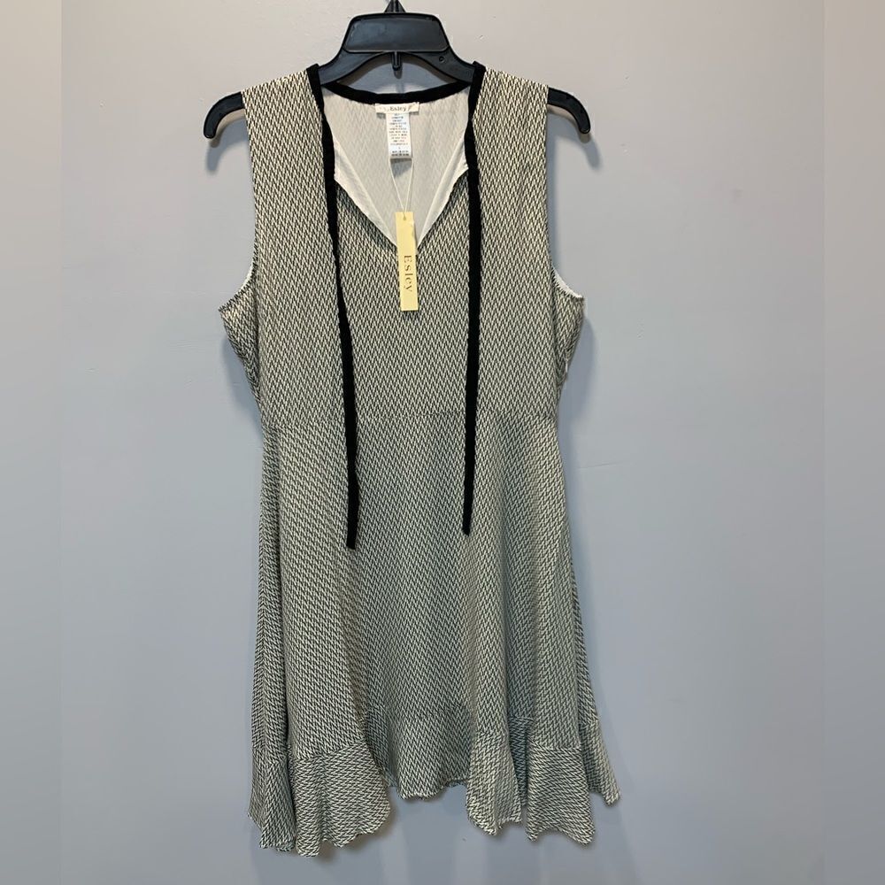 NWT Esley 59977D fit & flair neck tie sleeveless dress  black and white - Picture 4 of 13